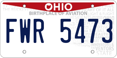 OH license plate FWR5473