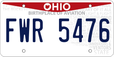 OH license plate FWR5476