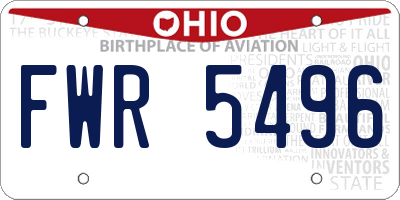 OH license plate FWR5496