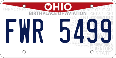 OH license plate FWR5499