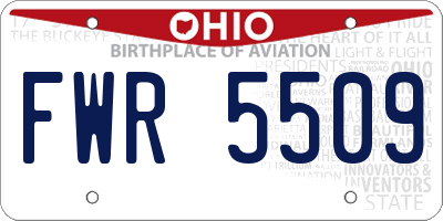 OH license plate FWR5509