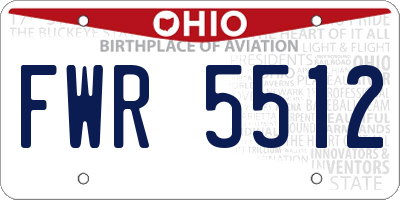 OH license plate FWR5512