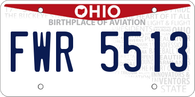 OH license plate FWR5513