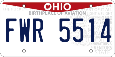 OH license plate FWR5514