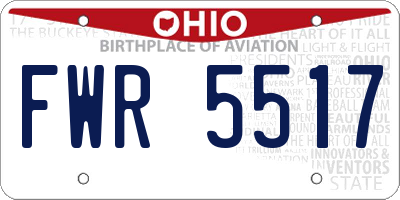 OH license plate FWR5517
