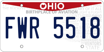 OH license plate FWR5518