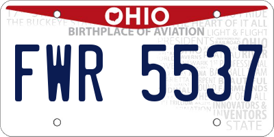 OH license plate FWR5537