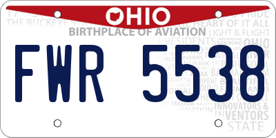OH license plate FWR5538