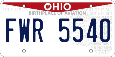 OH license plate FWR5540