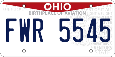 OH license plate FWR5545