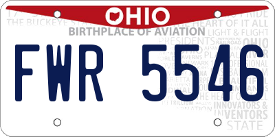 OH license plate FWR5546