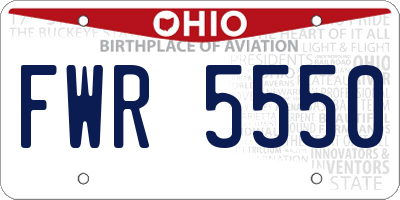 OH license plate FWR5550