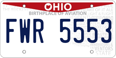 OH license plate FWR5553
