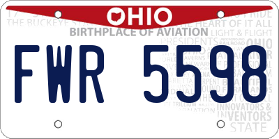 OH license plate FWR5598
