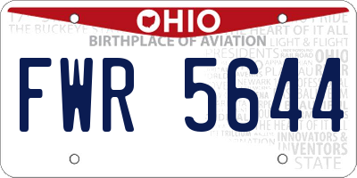 OH license plate FWR5644