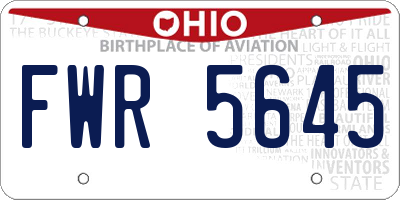OH license plate FWR5645