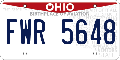 OH license plate FWR5648