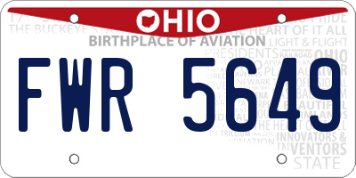 OH license plate FWR5649
