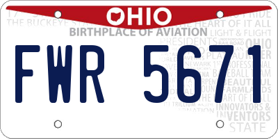 OH license plate FWR5671