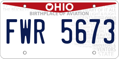 OH license plate FWR5673