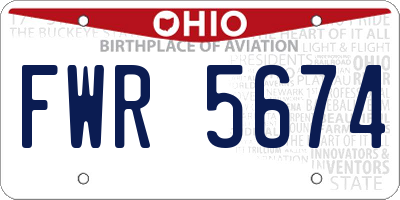 OH license plate FWR5674