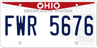 OH license plate FWR5676