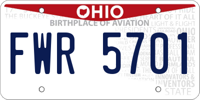 OH license plate FWR5701