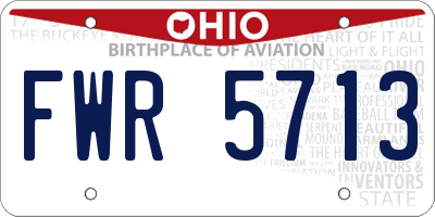 OH license plate FWR5713