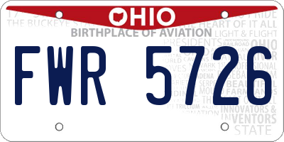 OH license plate FWR5726
