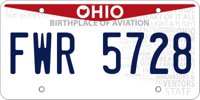 OH license plate FWR5728