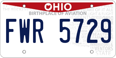 OH license plate FWR5729