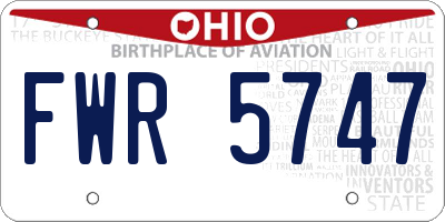 OH license plate FWR5747