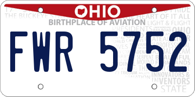 OH license plate FWR5752