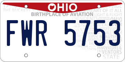 OH license plate FWR5753