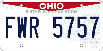 OH license plate FWR5757