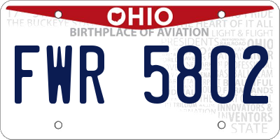 OH license plate FWR5802