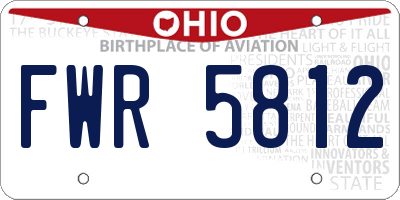 OH license plate FWR5812