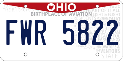 OH license plate FWR5822