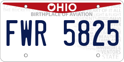OH license plate FWR5825