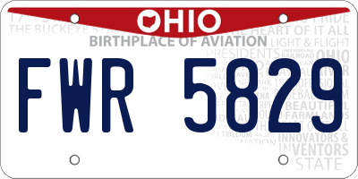 OH license plate FWR5829
