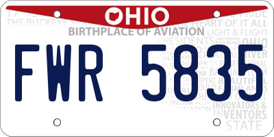 OH license plate FWR5835