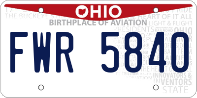 OH license plate FWR5840