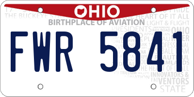 OH license plate FWR5841