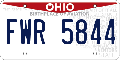 OH license plate FWR5844