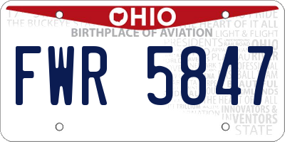 OH license plate FWR5847