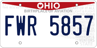 OH license plate FWR5857