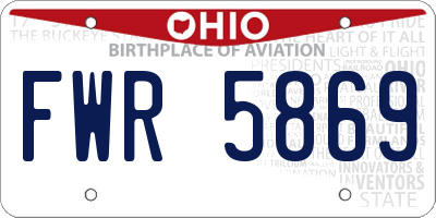 OH license plate FWR5869