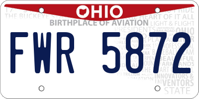 OH license plate FWR5872
