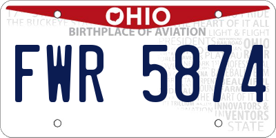OH license plate FWR5874