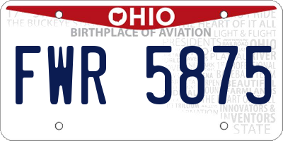 OH license plate FWR5875